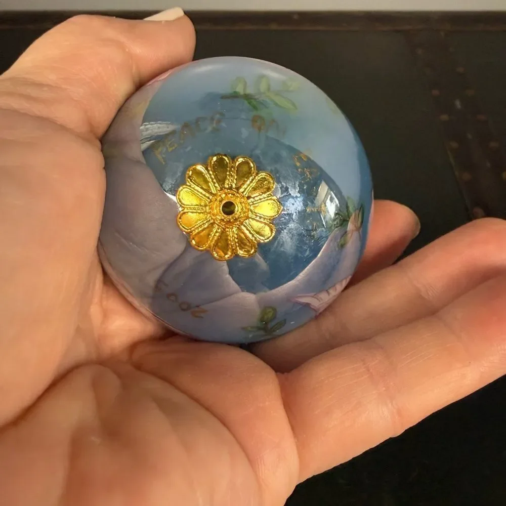 Vintage 2002 LI BIEN Peace Dove Reverse Hand Painted Glass Ornament w/Box & Info